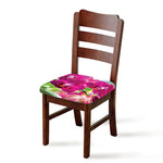 Magenta Orchid Flower Print Chair Cushion Cover