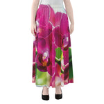 Magenta Orchid Flower Print Chiffon Maxi Skirt