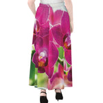 Magenta Orchid Flower Print Chiffon Maxi Skirt