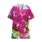 Magenta Orchid Flower Print Cotton Hawaiian Shirt