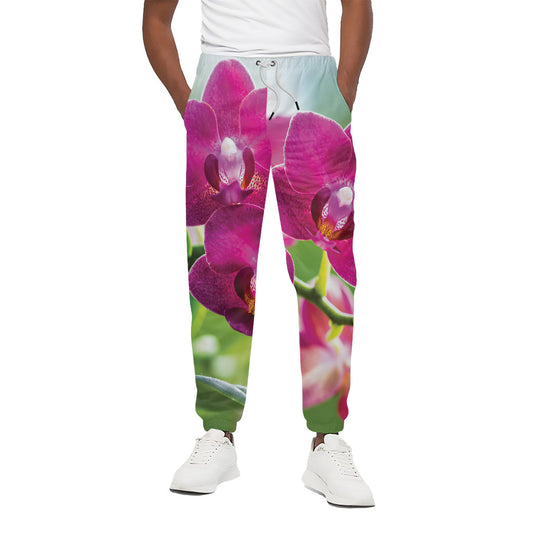 Magenta Orchid Flower Print Cotton Pants