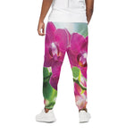 Magenta Orchid Flower Print Cotton Pants