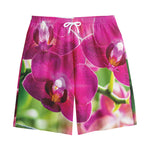 Magenta Orchid Flower Print Cotton Shorts