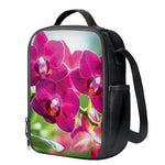 Magenta Orchid Flower Print Crossbody Lunch Bag