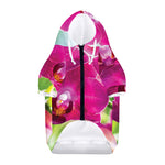 Magenta Orchid Flower Print Dog Zip Up Hoodie
