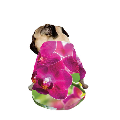 Magenta Orchid Flower Print Dog Zip Up Jacket