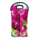 Magenta Orchid Flower Print Double Neoprene Wine Tote