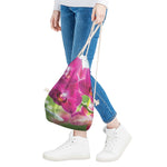 Magenta Orchid Flower Print Drawstring Bag