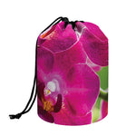 Magenta Orchid Flower Print Drawstring Makeup Bag