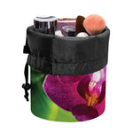 Magenta Orchid Flower Print Drawstring Makeup Bag