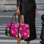 Magenta Orchid Flower Print Duffle Bag