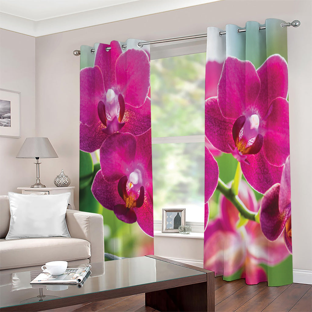 Magenta Orchid Flower Print Extra Wide Grommet Curtains