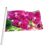 Magenta Orchid Flower Print Flag