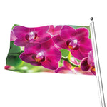 Magenta Orchid Flower Print Flag