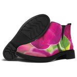 Magenta Orchid Flower Print Flat Ankle Boots