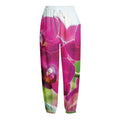 Magenta Orchid Flower Print Fleece Lined Knit Pants