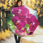 Magenta Orchid Flower Print Foldable Umbrella
