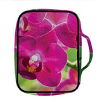 Magenta Orchid Flower Print Front Pocket Bible Bag