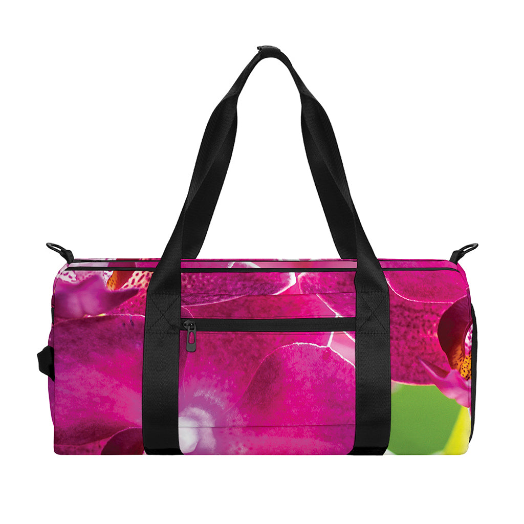 Magenta Orchid Flower Print Gym Bag