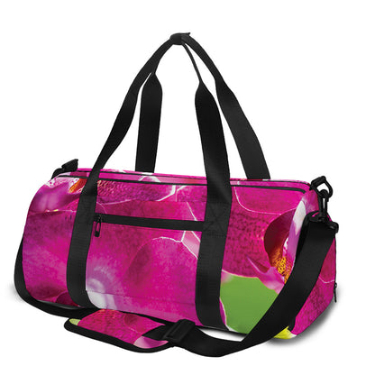 Magenta Orchid Flower Print Gym Bag