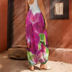 Magenta Orchid Flower Print Harem Pants