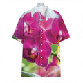 Magenta Orchid Flower Print Hawaiian Shirt