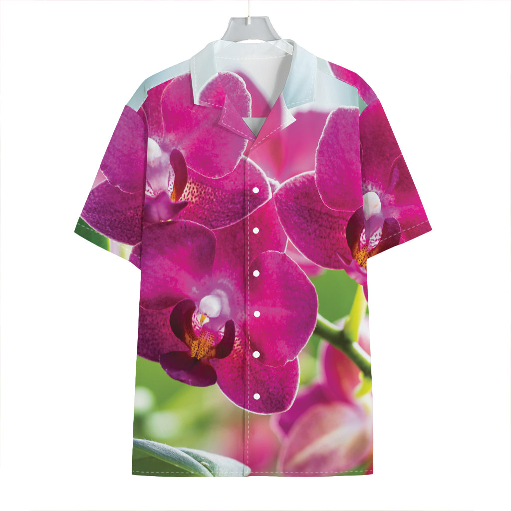 Magenta Orchid Flower Print Hawaiian Shirt