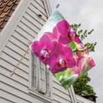 Magenta Orchid Flower Print House Flag