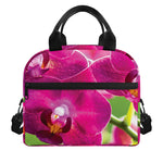 Magenta Orchid Flower Print Insulated Lunch Bag