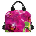 Magenta Orchid Flower Print Insulated Lunch Bag