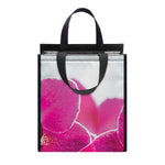 Magenta Orchid Flower Print Insulated Lunch Tote