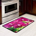Magenta Orchid Flower Print Kitchen Mat