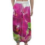 Magenta Orchid Flower Print Lantern Pants