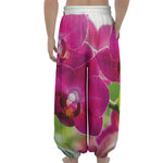Magenta Orchid Flower Print Lantern Pants