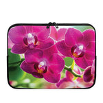 Magenta Orchid Flower Print Laptop Sleeve
