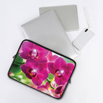 Magenta Orchid Flower Print Laptop Sleeve