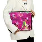 Magenta Orchid Flower Print Laptop Sleeve