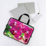 Magenta Orchid Flower Print Laptop Sleeve With Handle