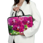 Magenta Orchid Flower Print Laptop Sleeve With Handle