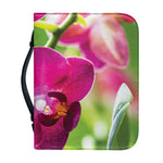Magenta Orchid Flower Print Leather Bible Cover