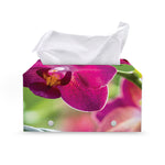 Magenta Orchid Flower Print Leather Tissue Box Cover
