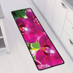 Magenta Orchid Flower Print Long Kitchen Mat