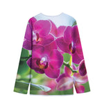 Magenta Orchid Flower Print Long Sleeve Short Coat