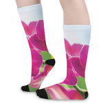 Magenta Orchid Flower Print Long Socks