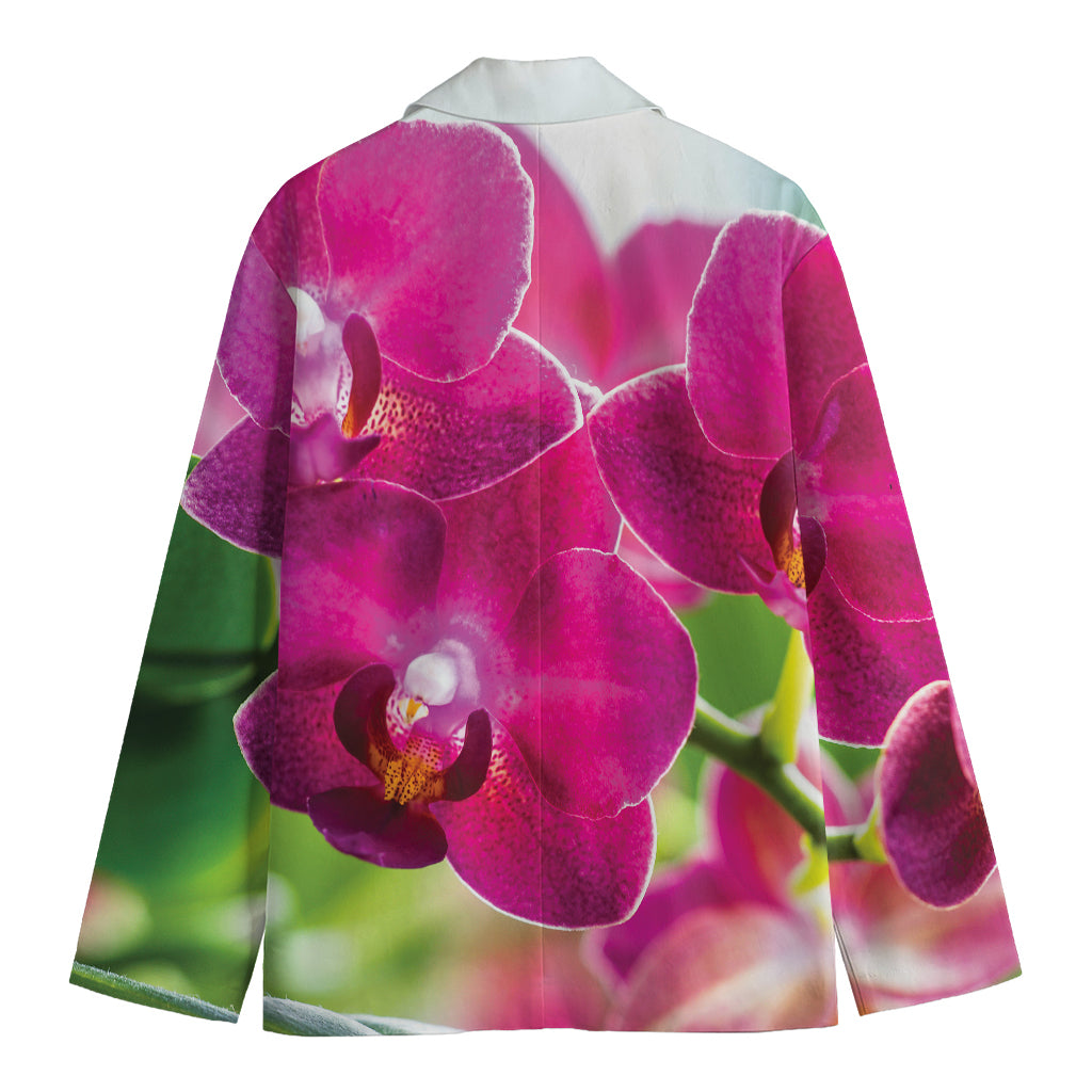 Magenta Orchid Flower Print Men's Blazer