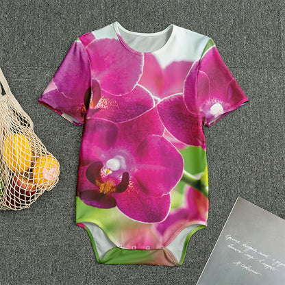 Magenta Orchid Flower Print Men's Bodysuit