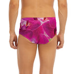 Magenta Orchid Flower Print Men's Briefs