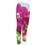 Magenta Orchid Flower Print Men's Compression Pants