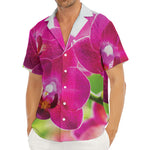 Magenta Orchid Flower Print Men's Deep V-Neck Shirt