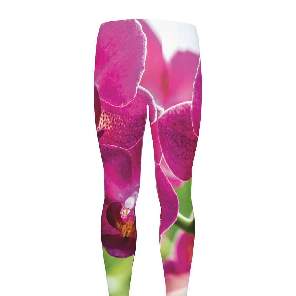 Magenta Orchid Flower Print Men's leggings